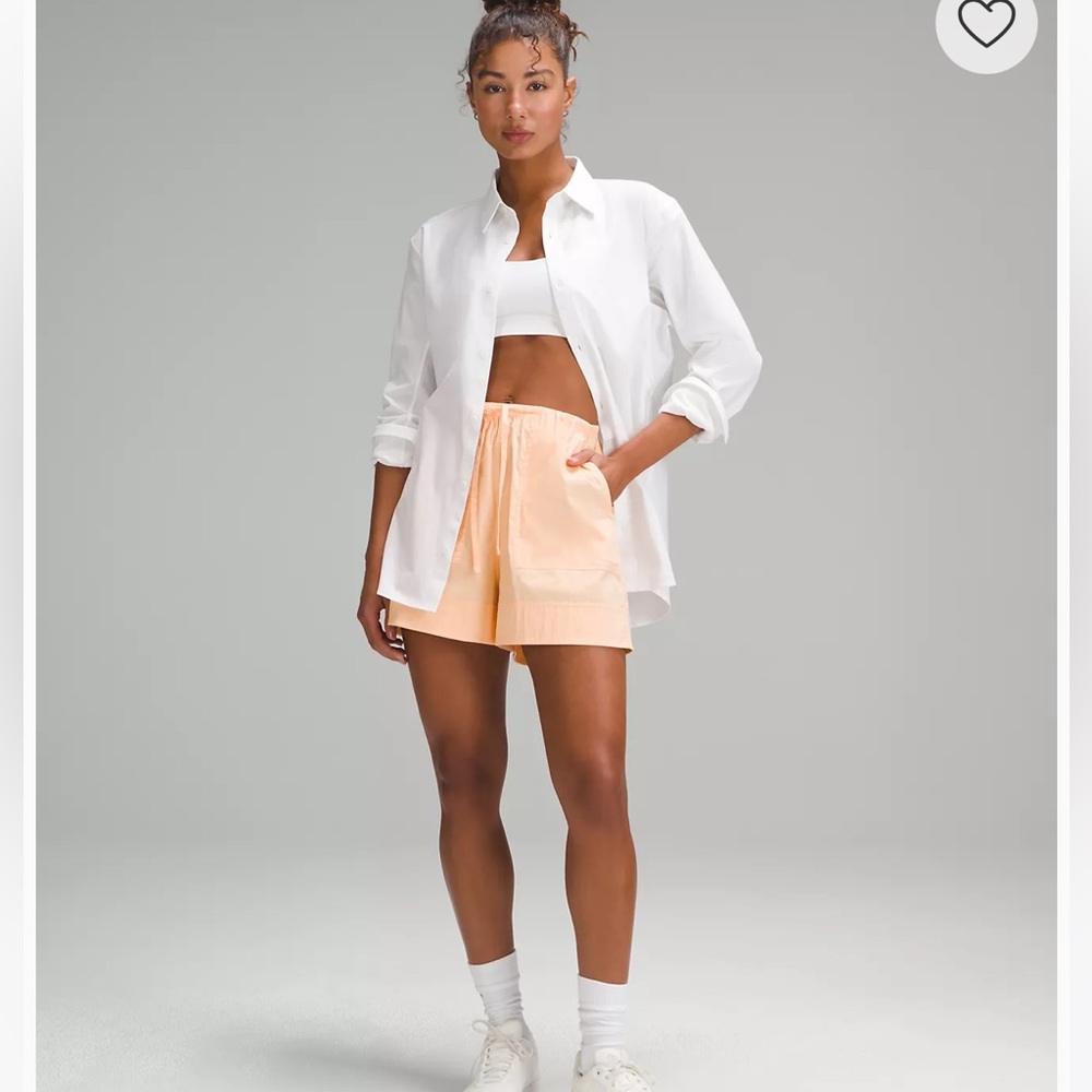 NWT lululemon Cotton-Blend Poplin High-Rise Short 4" size:S color:peach Bellini